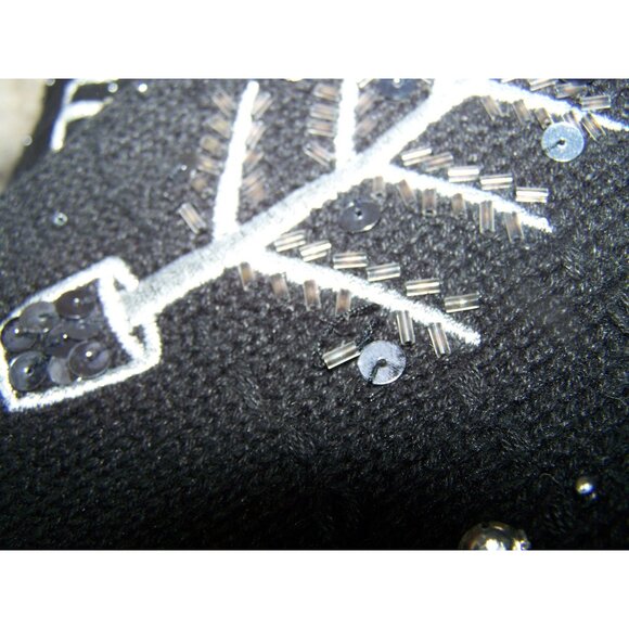 Vintage Sweater Basic Editions Holiday Silver Trees Party Christmas Med. - Picture 8 of 8